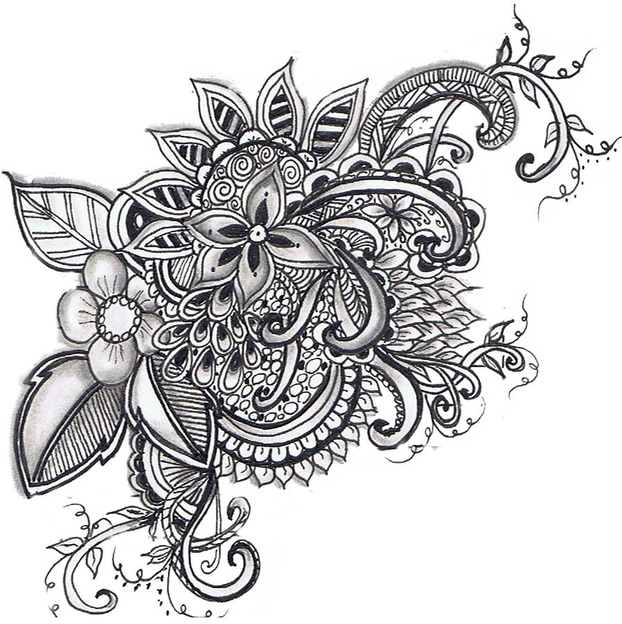 Hand Drawn Floral Drawing by Wanda Laing | Fine Art America