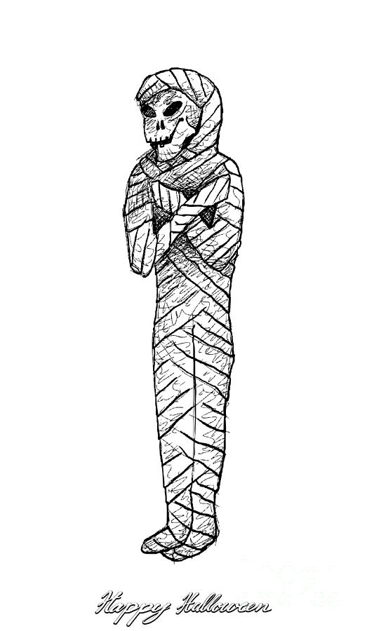 Hand Drawn of Mummy For Halloween Celebration Drawing by Iam Nee Pixels