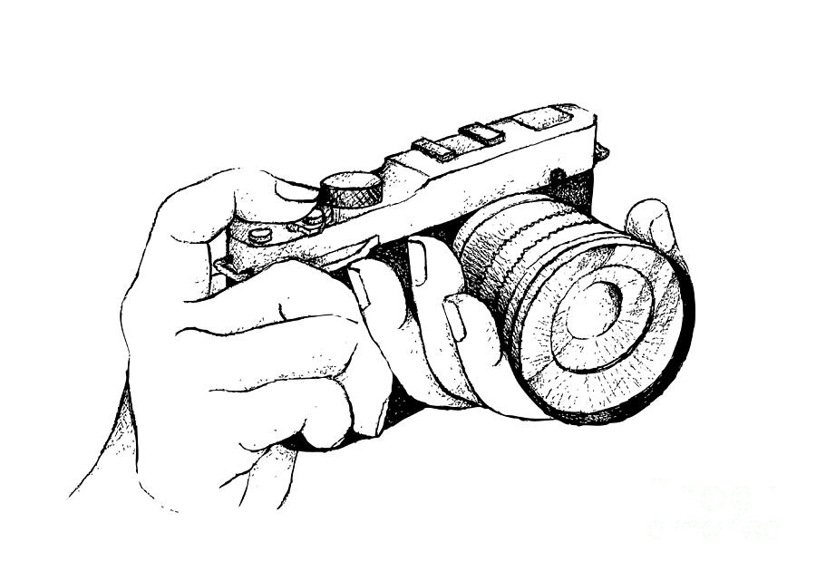 Hand Drawn of Photographer Holding Camera on White Background Drawing by  Iam Nee - Fine Art America