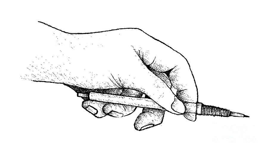 hand holding pencil drawing