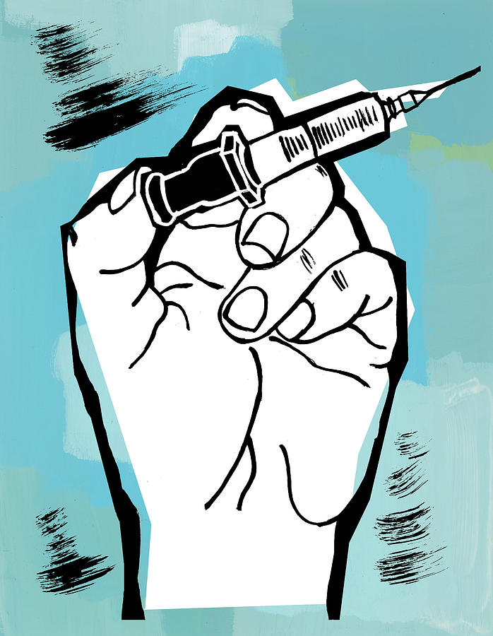 Vintage Drawing - Hand Holding a Syringe by CSA Images