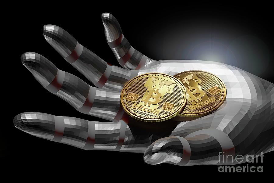 Hand Holding Bitcoins Photograph by Patrick Landmann/science Photo Library