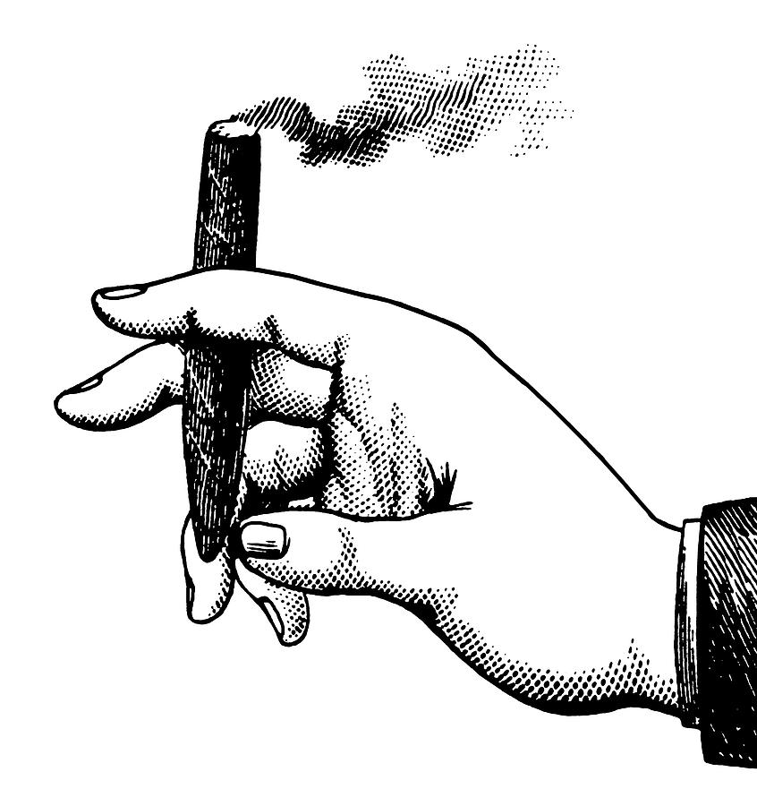 Hand Holding Cigar Drawing by CSA Images Fine Art America