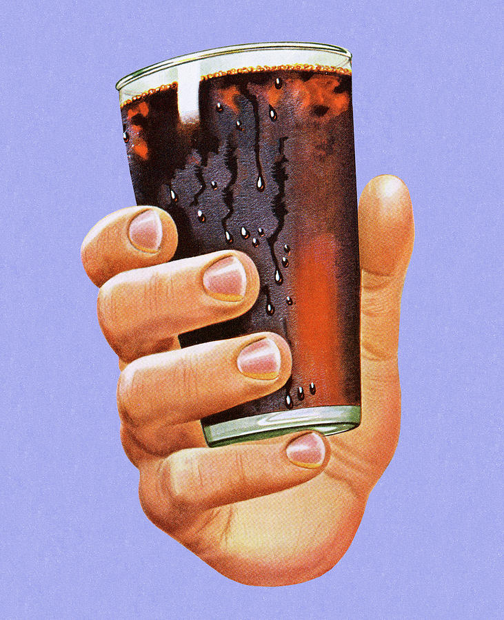 Vintage Drawing - Hand Holding Glass of Cola by CSA Images