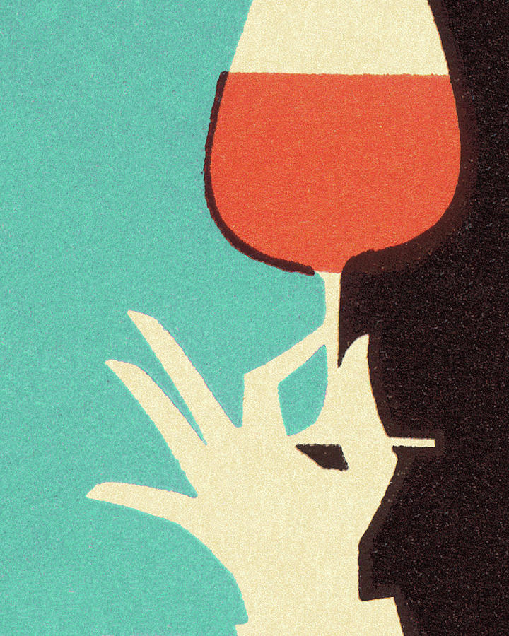 Vintage Drawing - Hand Holding Glass of Wine by CSA Images