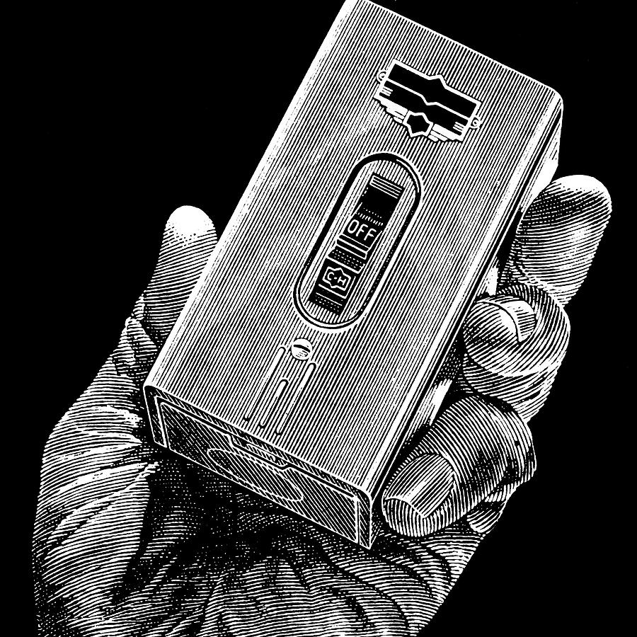 Black And White Drawing - Hand Holding On/Off Switch by CSA Images