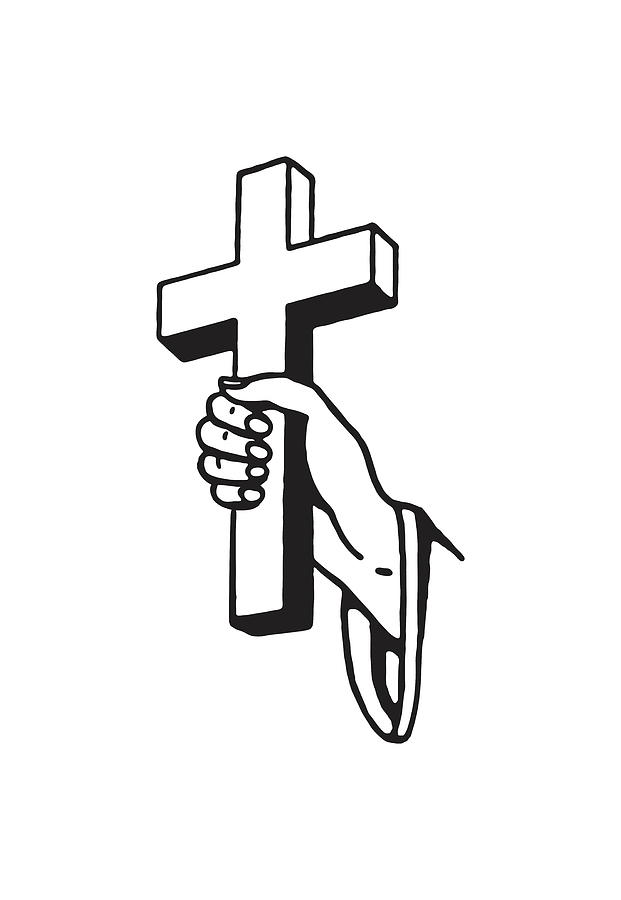 Hand Holding out Cross Drawing by CSA Images - Fine Art America