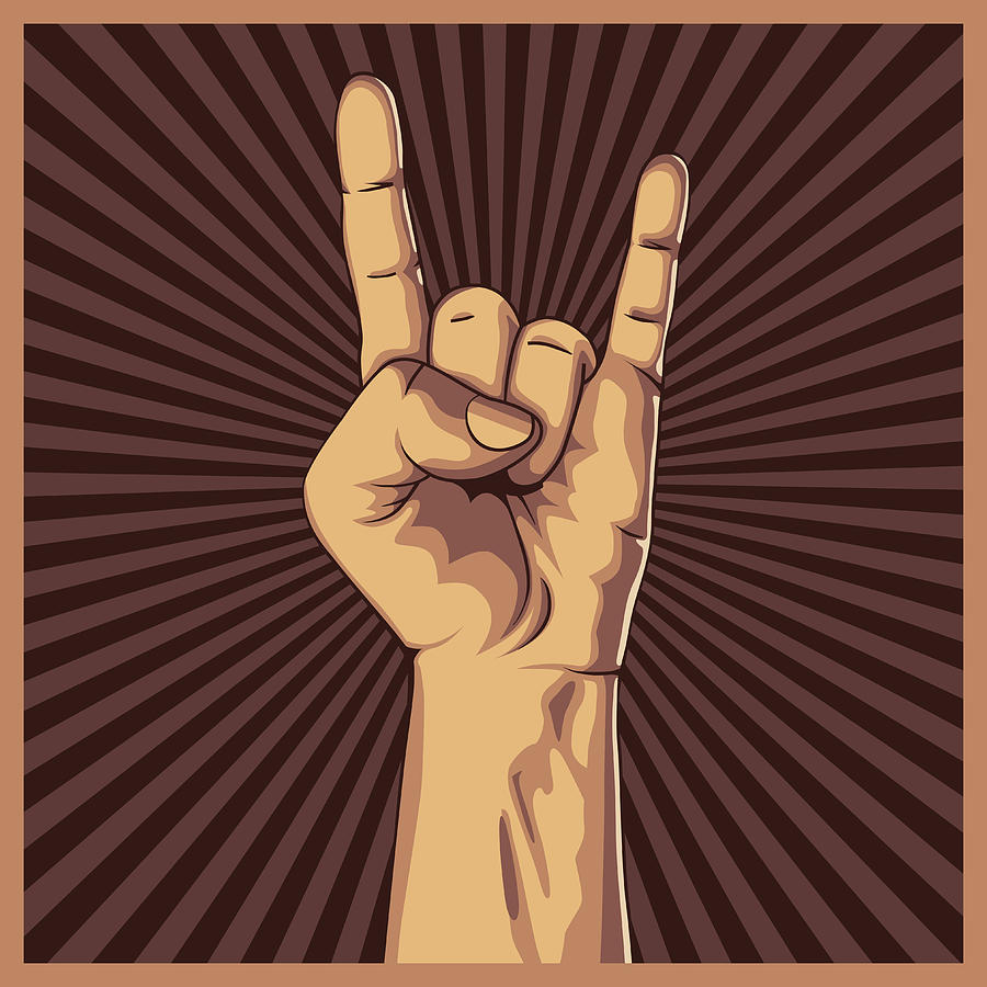 Hand In Rock Sign Background. Vector Illustration. Hand Collection ...