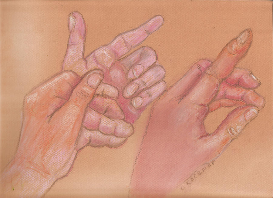 Hand Jive Pastel by Olga Kaczmar