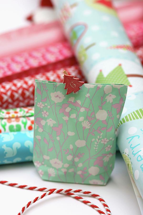 Hand-made Gift Bag With Numbered Peg For Diy Advent Calender Photograph by Ruth Laing