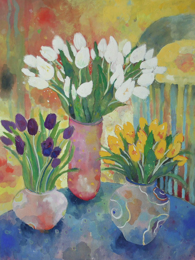 Hand Painted Vases Painting by Lorraine Platt