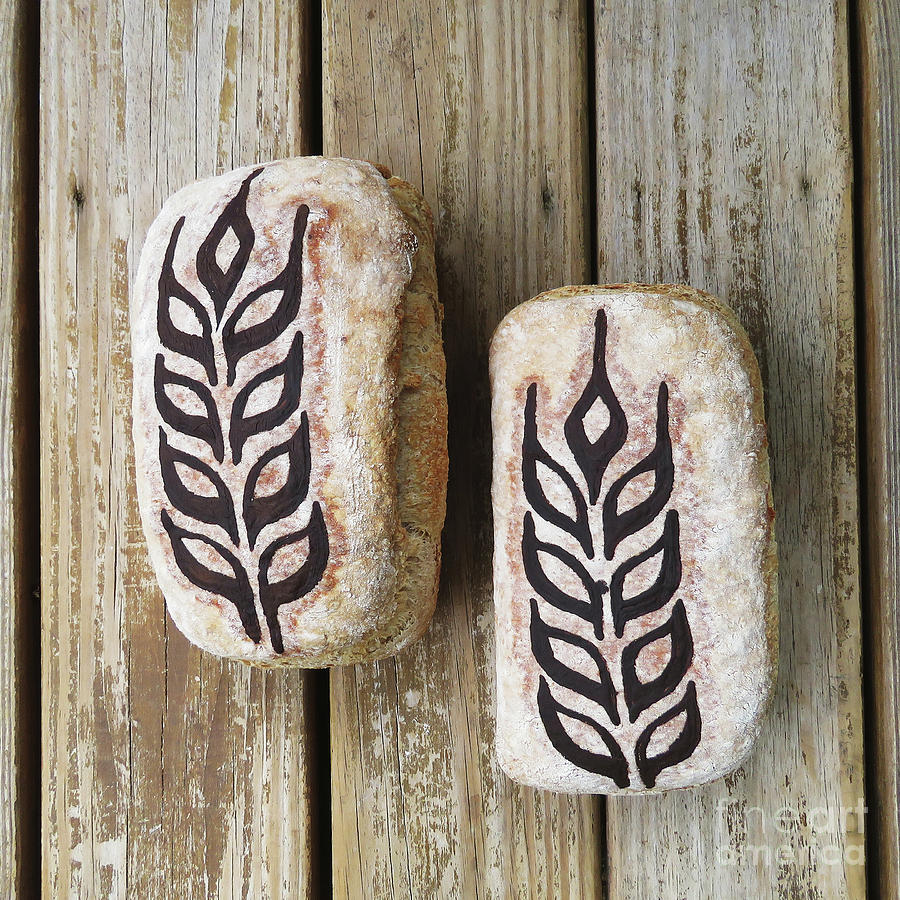 Hand Painted Wheat Design Sourdough Photograph by Amy E Fraser