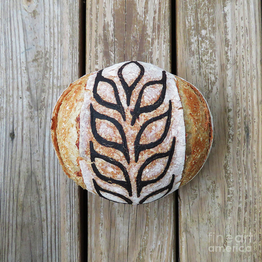 Hand Painted Wheat Design Sourdough Boule  Photograph by Amy E Fraser