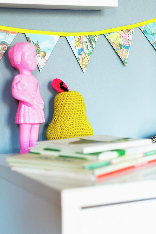 Hand-sewn, Colourful Bunting In Childs Bedroom Photograph by Ivan Autet