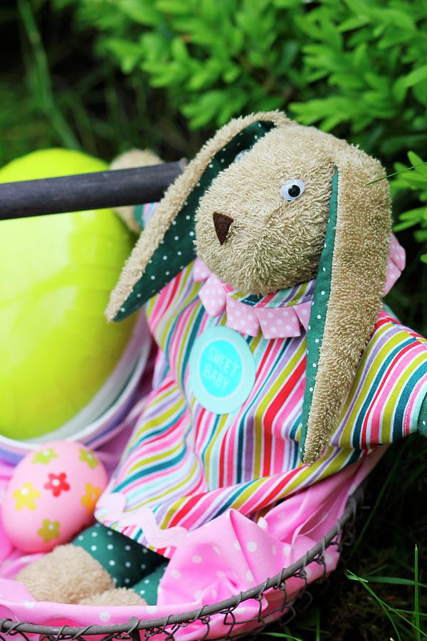 Hand-sewn Easter Bunny Soft Toy Photograph by Ruth Laing