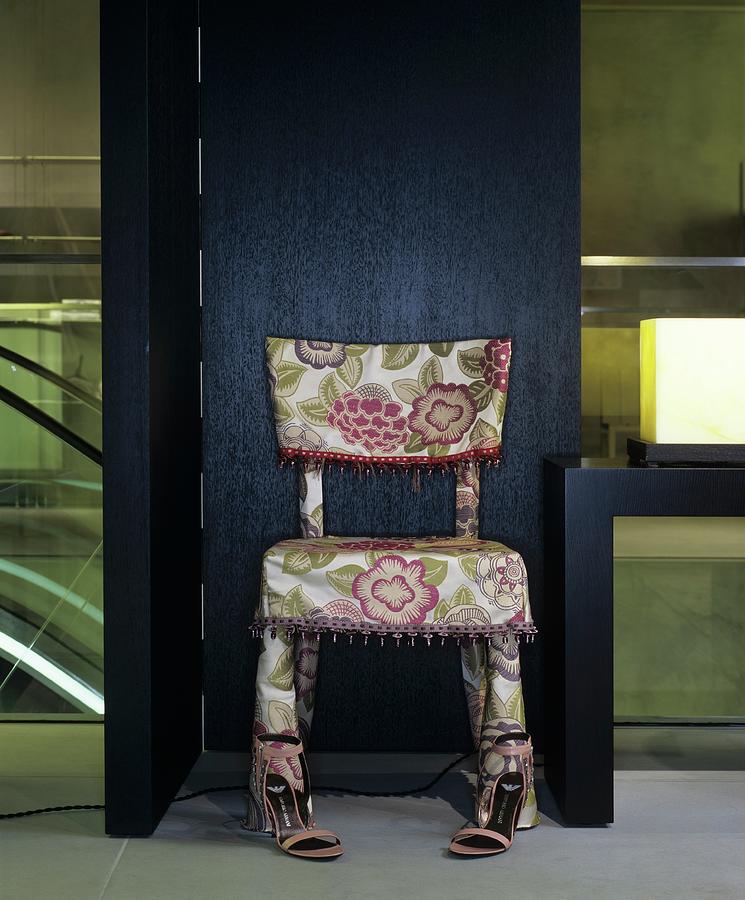 Hand-sewn Floral Chair Cover With Fringed Trim Photograph by Matteo Manduzio
