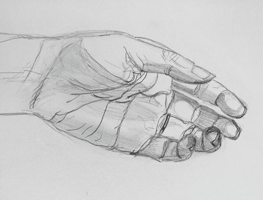 Hand Study 2 Drawing by Mary Bedy
