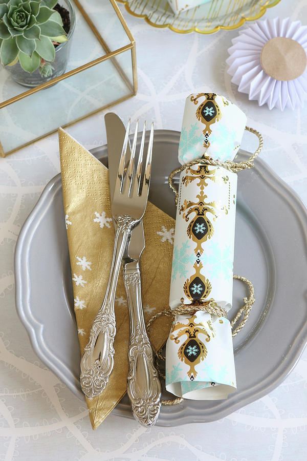 Handmade Crackers On Place Setting Photograph by Regina Hippel