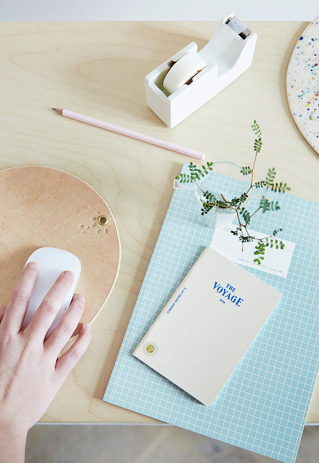 Handmade Leather Mousepad On Desk Photograph by Nicoline Olsen