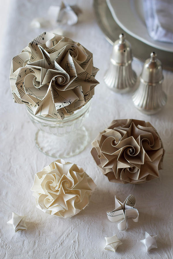 Handmade Origami Christmas Baubles Photograph by Great Stock!