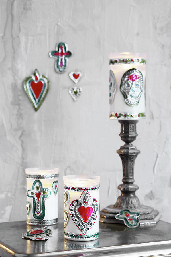 Handmade Votive Gifts Decorated With Silver Embossed Foil Photograph by Thordis Rggeberg