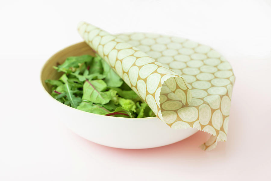 Handmade Waxed Wraps For Keeping Food Fresh, Such As Lettuce Photograph by Sabine Lscher
