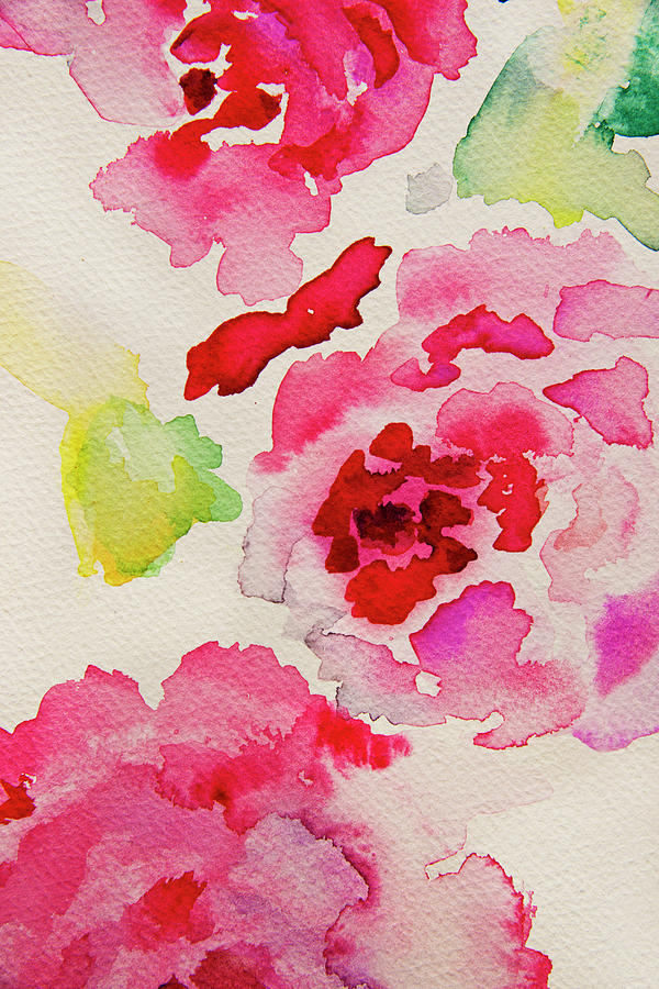 Handpainted Watercolour Flowers Photograph by Kathy Collins
