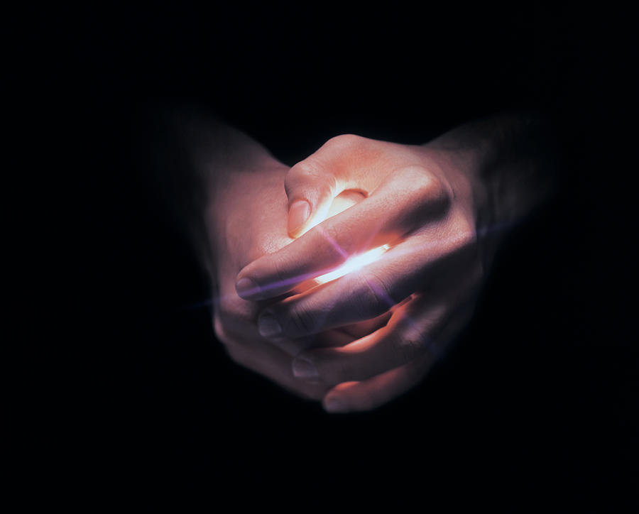 Hands Covering White Light Photograph by Hans Neleman