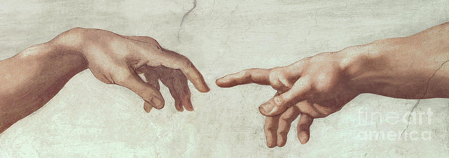 Michelangelo Painting - Hands of God and Adam, detail from The Creation of Adam, from the Sistine Ceiling, 1511 by Michelangelo