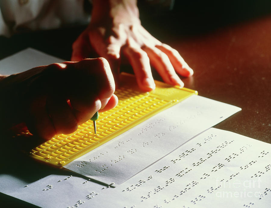 Hands Use A Marker & Stylus While Writing Braille Photograph by Oscar Burriel/science Photo Library