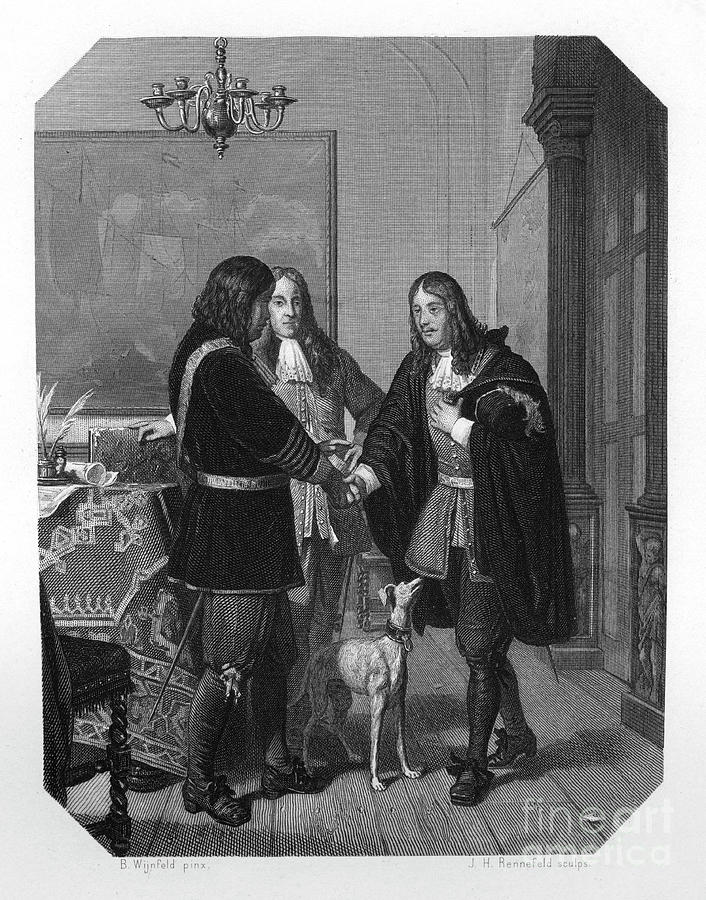 Handshake Between Cornelis Tromp Drawing by Print Collector