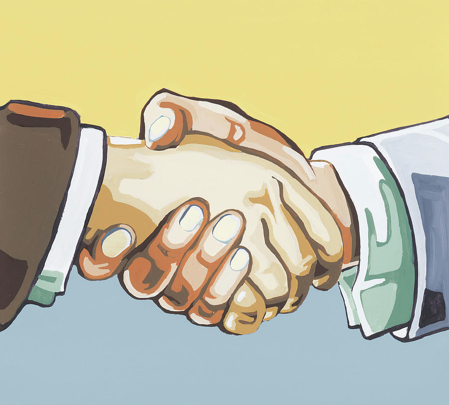 Vintage Drawing - Handshake by CSA Images