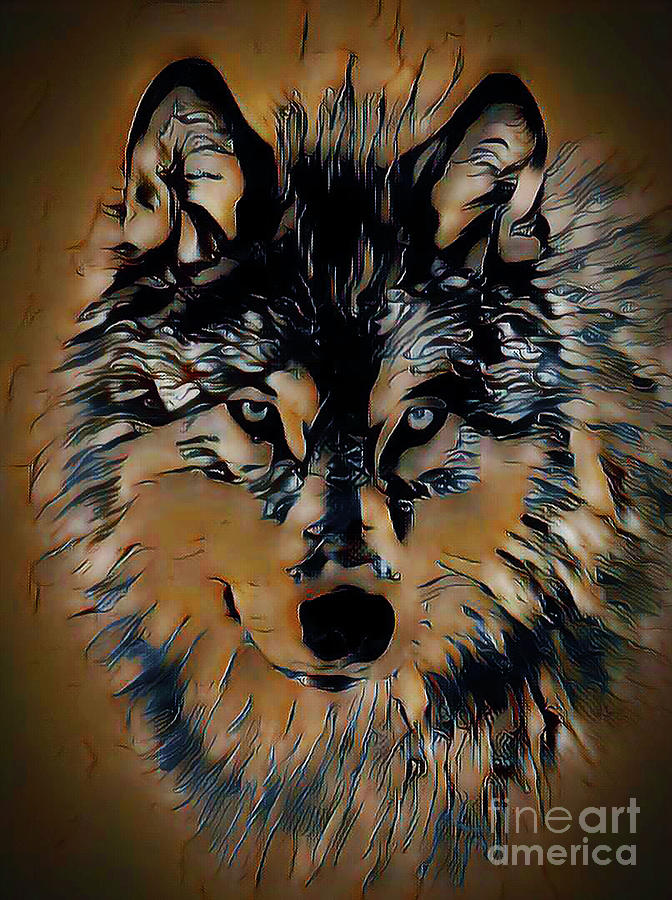Handsome Wolf Digital Art by Kathy Kelly