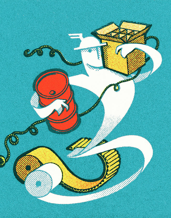 Vintage Drawing - Handy tape man by CSA Images