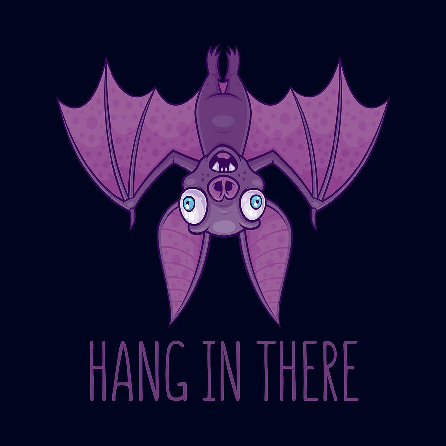 Hang In There Wacky Vampire Bat Digital Art