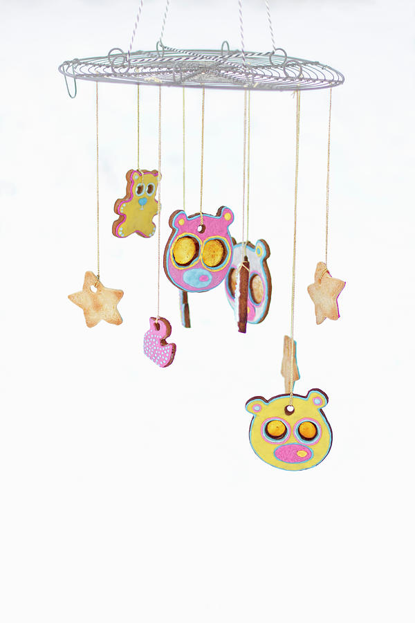 Hanging Edible Christmas Decoration - A Gingerbread Mobile Photograph by Zappie
