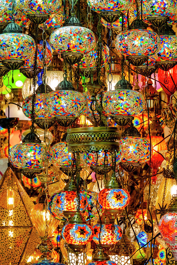 Hanging mosaic lamp in the Grand Bazaar Photograph by Fabrizio Troiani