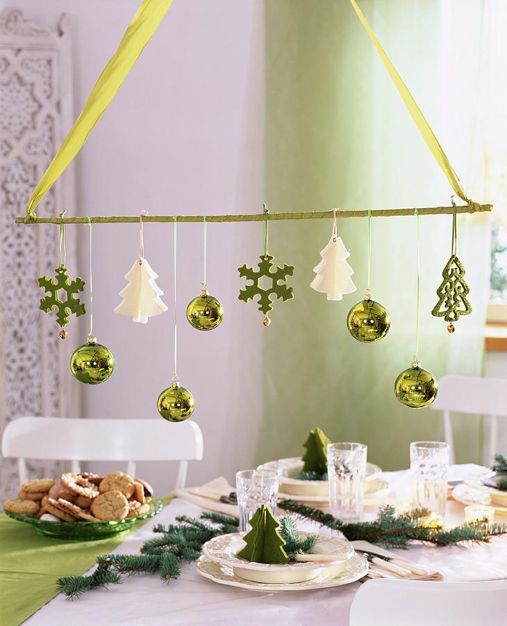 Hanging Table Decoration With Tree Ornaments Photograph by Strauss, Friedrich