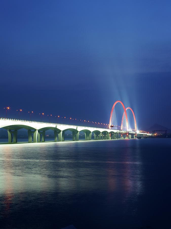 Hangzhou Zhijiang Bridge At Dusk Photograph by Christoph Schubert