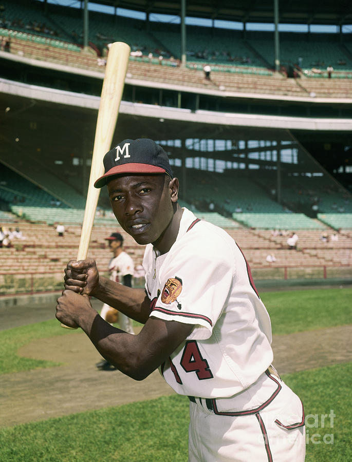 HANK AARON  Milwaukee Braves 1955 Away Majestic Throwback