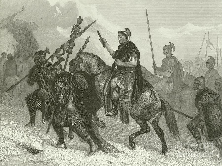 Hannibal And His Army Crossing The Alps, 218 Bc Painting by Alonzo Chappel