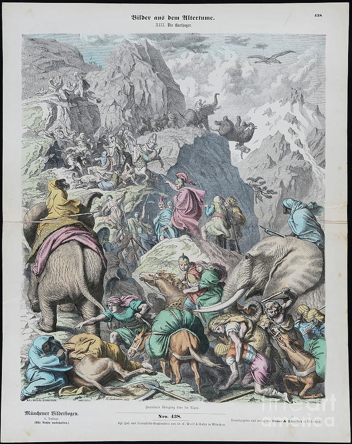 Hannibal Crosses The Alps Drawing by Heritage Images