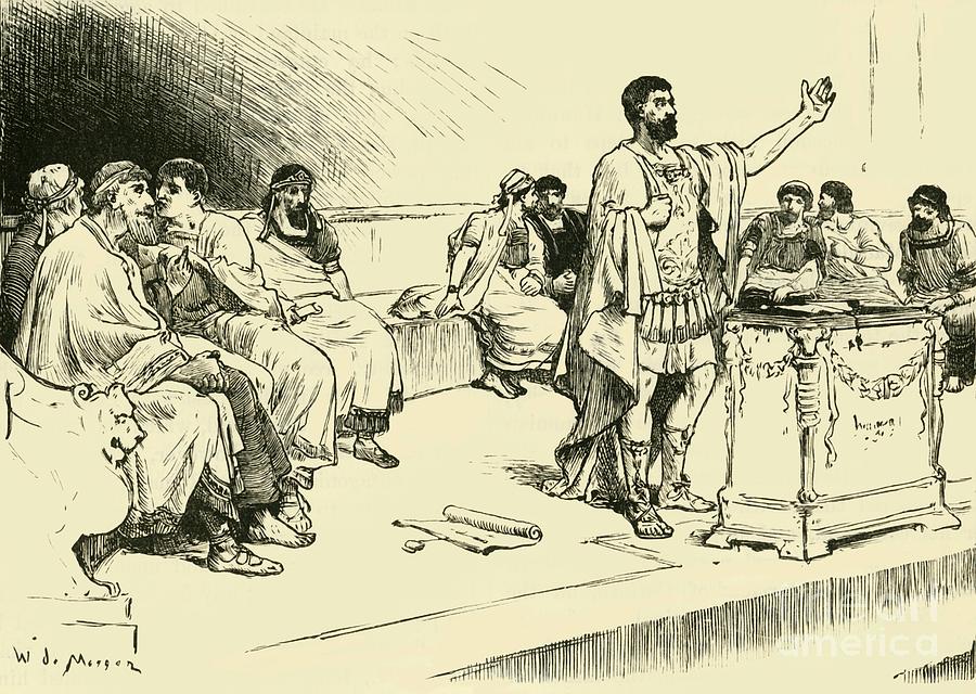 Hannibal In The Assembly At Carthage Drawing by Print Collector