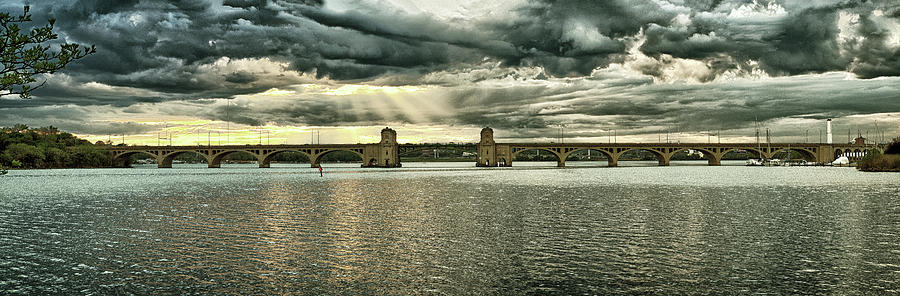 Hanover Street Bridge Panorama Goldtone Photograph by Bill Swartwout
