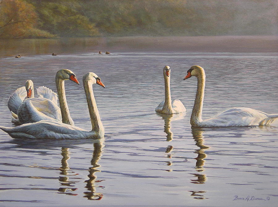 Hanover Swans Five Painting by Bruce Dumas