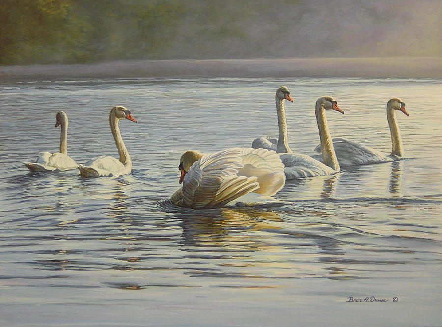 Hanover Swans Six Painting by Bruce Dumas