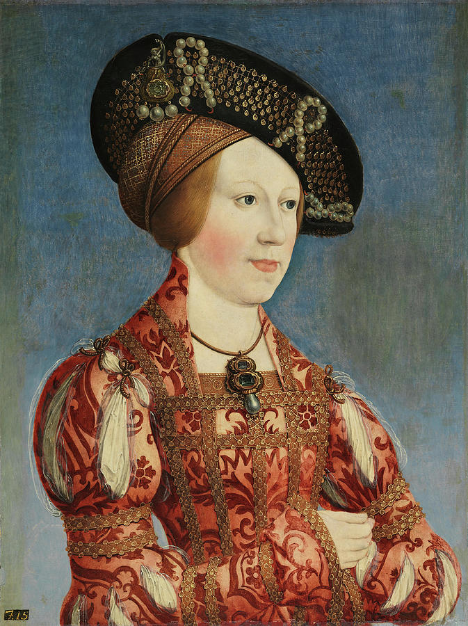 Hans Maler -Ulm, ca. 1480-Schwaz -?-, 1526/29-. Portrait of Anne of Hungary and Bohemia. Oil on p... Painting by Hans Maler -c 1480-c 1529-