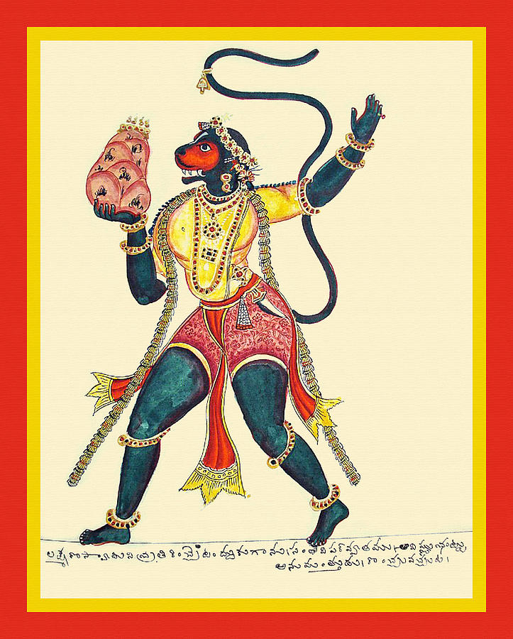 Hanuman returning from the Himalayas Painting by Unknown