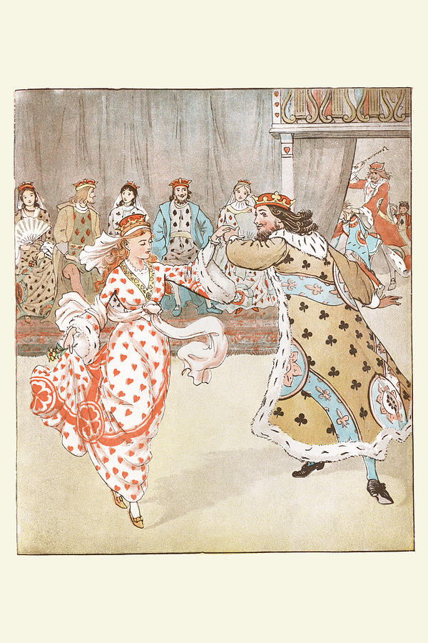 Queen Painting - Happily the King Danced with the Queen of Hearts by Randolph Caldecott