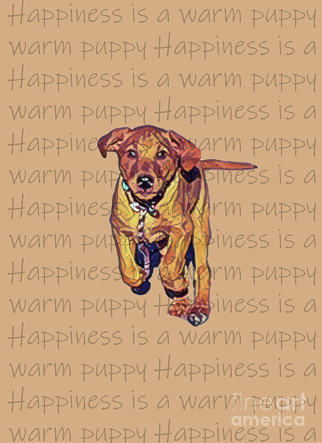 Happiness is a warm puppy III Digital Art by Jackie MacNair